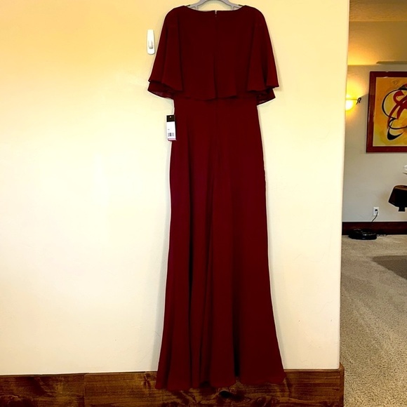 NWT La Femme Chiffon Gown special occasion maxi Garnet color Women’s Sz 8 - Picture 8 of 15
